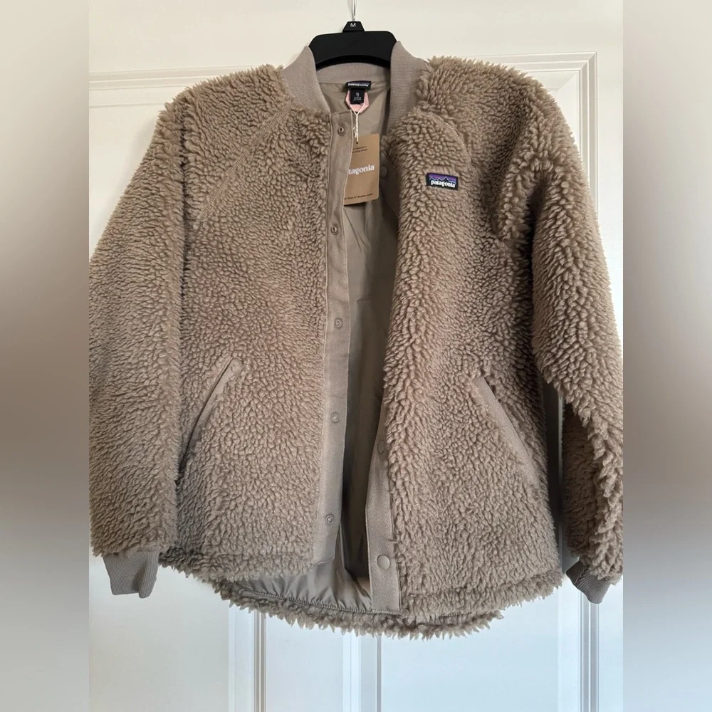 Patagonia Taupe Sherpa Bomber Jacket